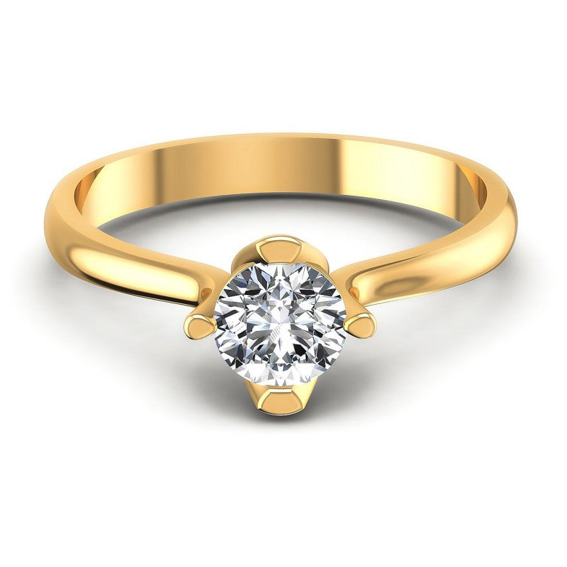 Round Diamonds 0.35CT Solitaire Ring in 14KT Yellow Gold