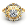 Princess and Round Diamonds 0.85CT Engagement Ring in 14KT Yellow Gold