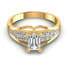 Round and Emerald Diamonds 0.70CT Engagement Ring in 14KT Yellow Gold