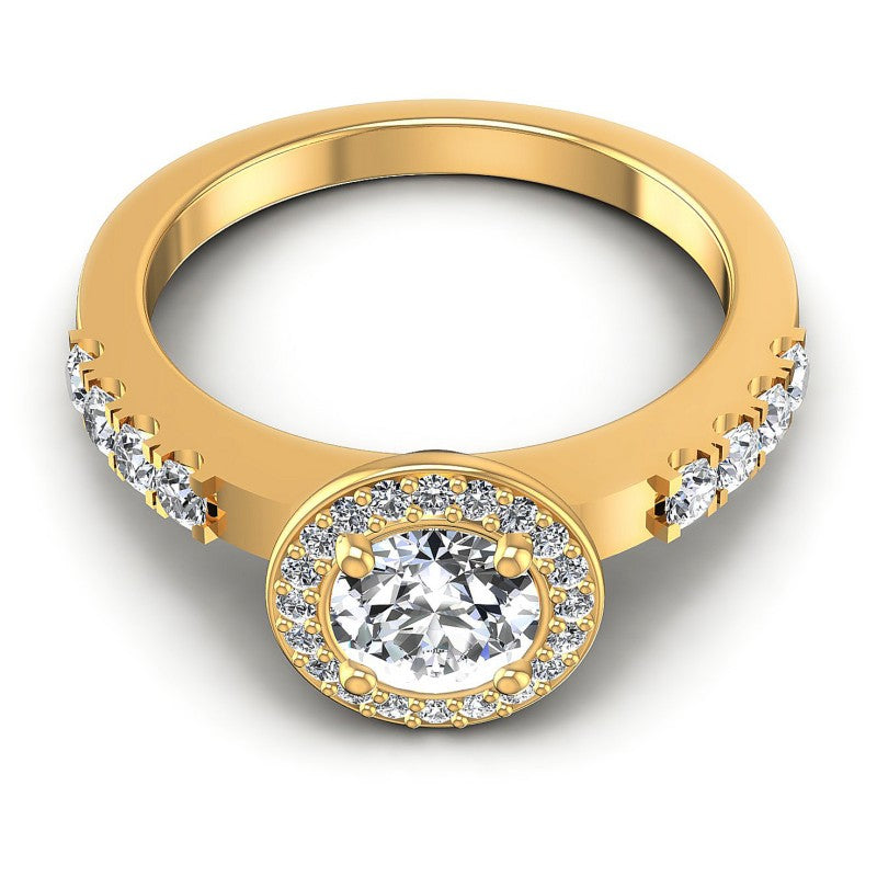 Round Diamonds 0.70CT Halo Ring in 14KT Yellow Gold
