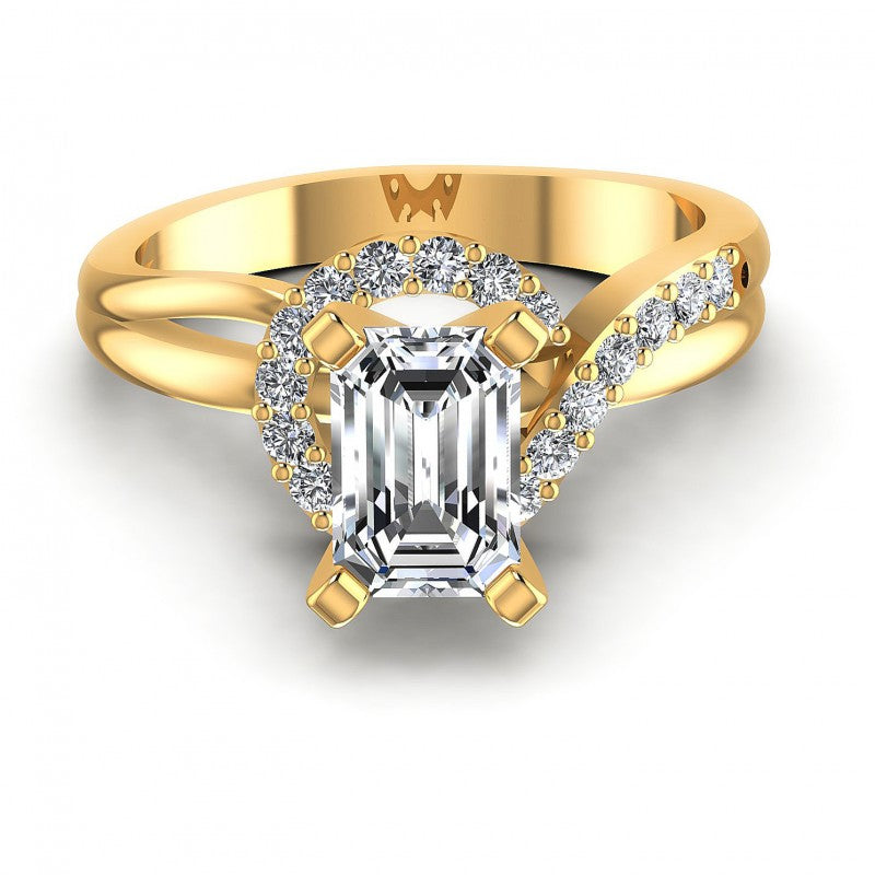 Round and Emerald Diamonds 0.60CT Engagement Ring in 14KT Yellow Gold
