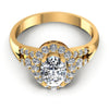 Round and Oval Diamonds 0.90CT Halo Ring in 14KT Yellow Gold