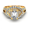 Round and Emerald Diamonds 1.25CT Engagement Ring in 14KT Yellow Gold