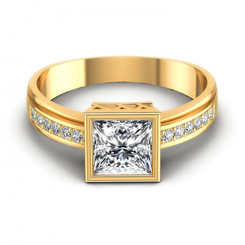 Princess and Round Diamonds 0.50CT Engagement Ring in 14KT Yellow Gold