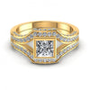 Princess and Triangle and Round Diamonds 1.15CT Engagement Ring in 14KT Yellow Gold