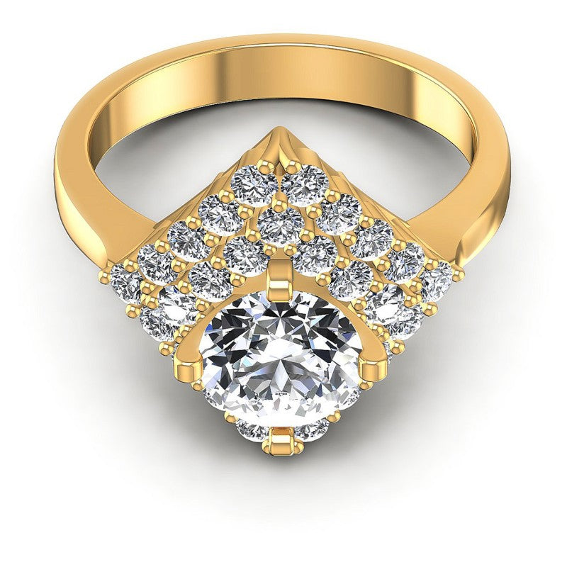 Round Diamonds 1.20CT Halo Ring in 14KT Yellow Gold