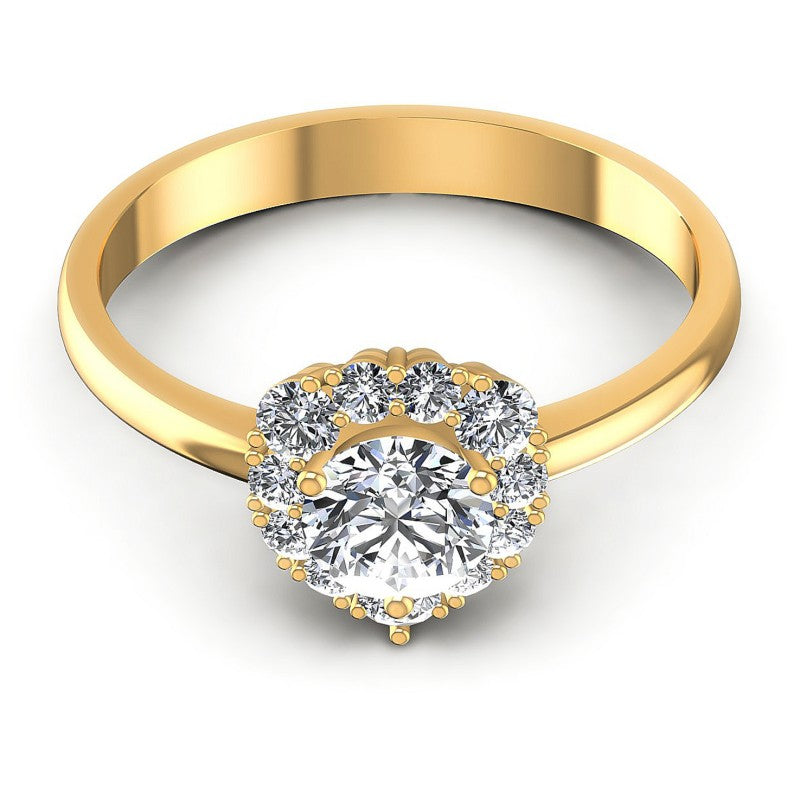 Round Diamonds 0.65CT Halo Ring in 14KT Yellow Gold