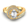 Round and Emerald Diamonds 0.95CT Engagement Ring in 14KT Yellow Gold
