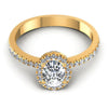 Round and Oval Diamonds 0.75CT Halo Ring in 14KT Yellow Gold