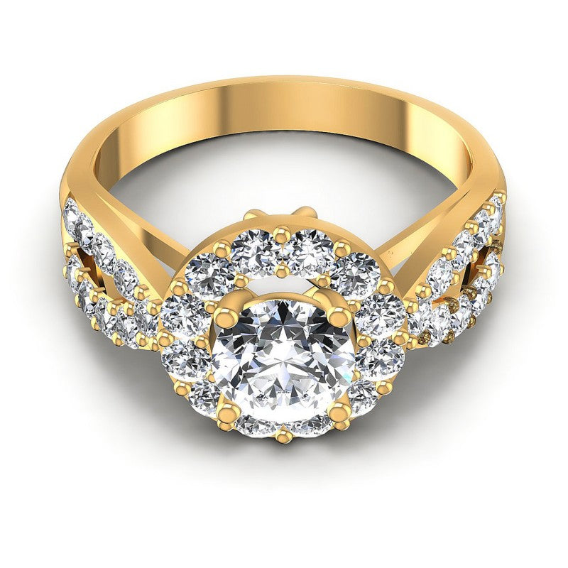 Round Diamonds 1.40CT Halo Ring in 14KT Yellow Gold