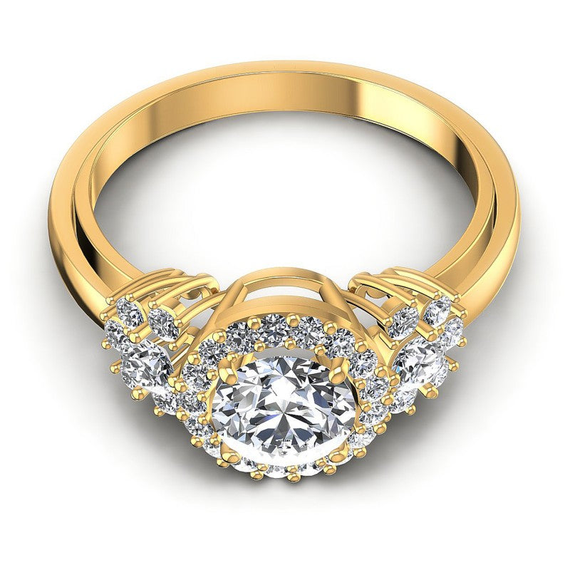 Round Diamonds 0.80CT Halo Ring in 14KT Yellow Gold