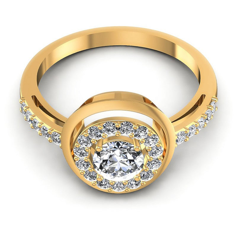 Round Diamonds 0.70CT Halo Ring in 14KT Yellow Gold