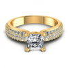 Princess and Round Diamonds 0.90CT Engagement Ring in 14KT Yellow Gold