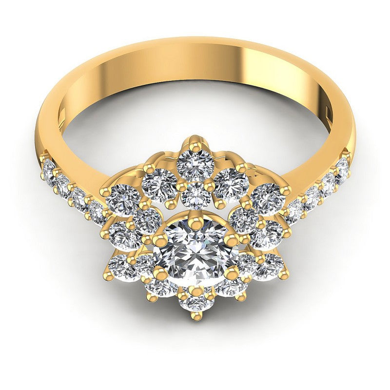 Round Diamonds 1.05CT Halo Ring in 14KT Yellow Gold