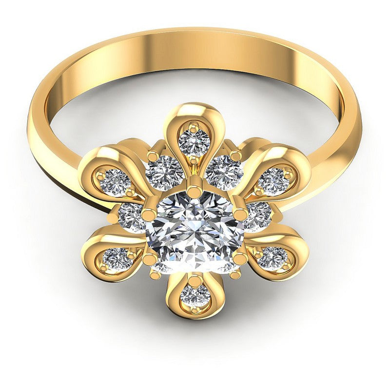 Round Diamonds 0.65CT Halo Ring in 14KT Yellow Gold