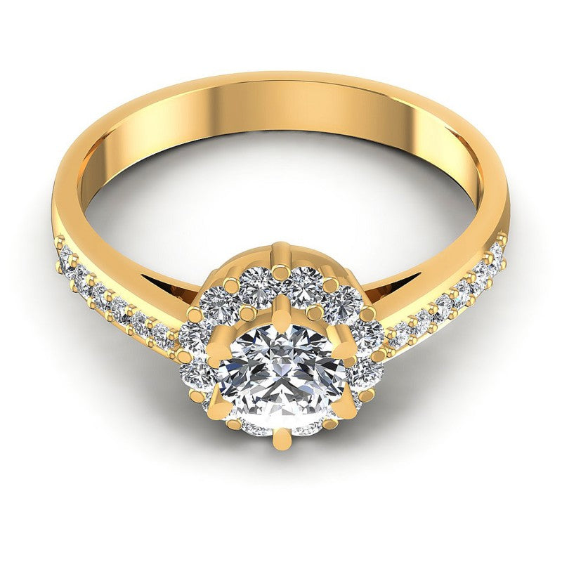 Round Diamonds 0.65CT Halo Ring in 14KT Yellow Gold