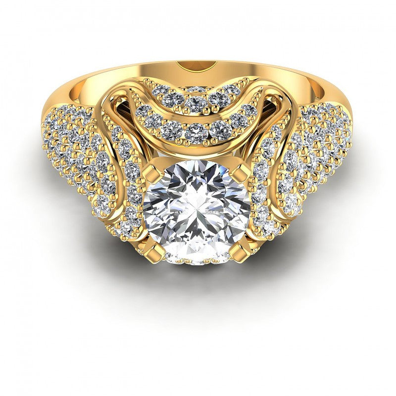 Round Diamonds 1.30CT Engagement Ring in 14KT Yellow Gold