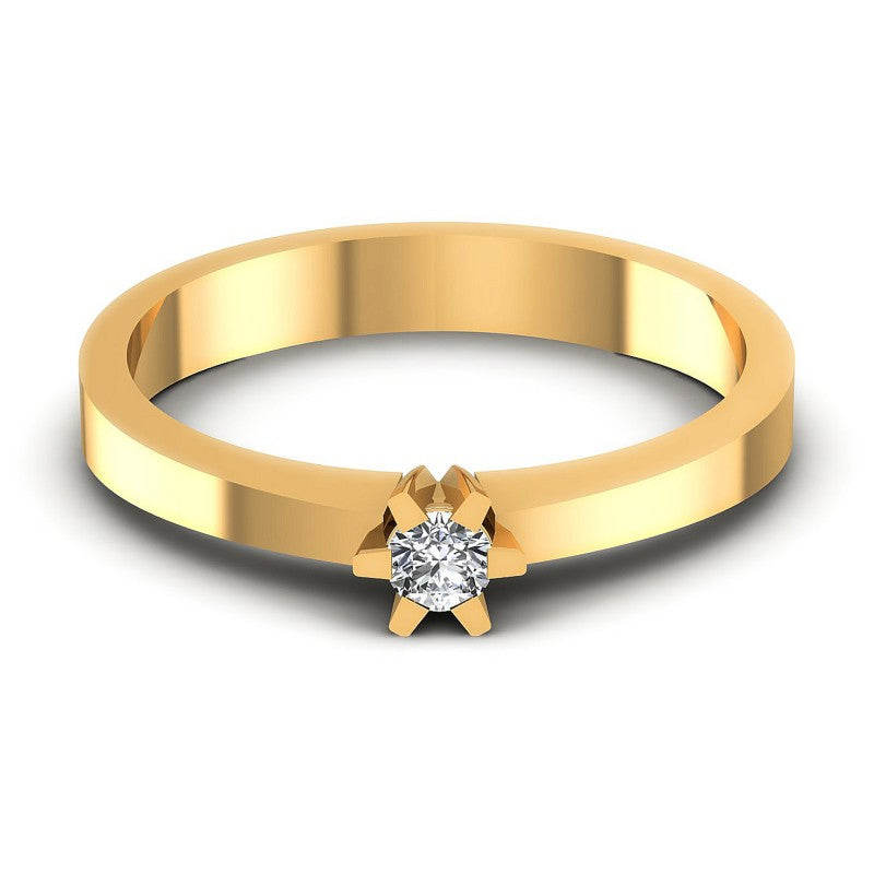 Round Diamonds 0.10CT Solitaire Ring in 14KT Yellow Gold