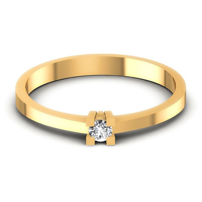 Round Diamonds 0.10CT Solitaire Ring in 14KT Yellow Gold