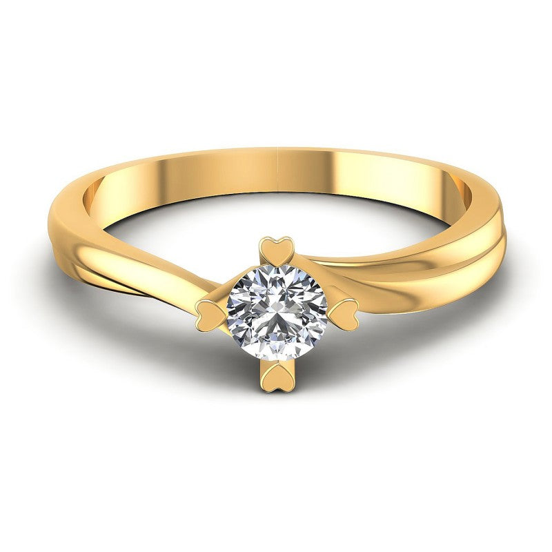 Round Diamonds 0.35CT Solitaire Ring in 14KT Yellow Gold