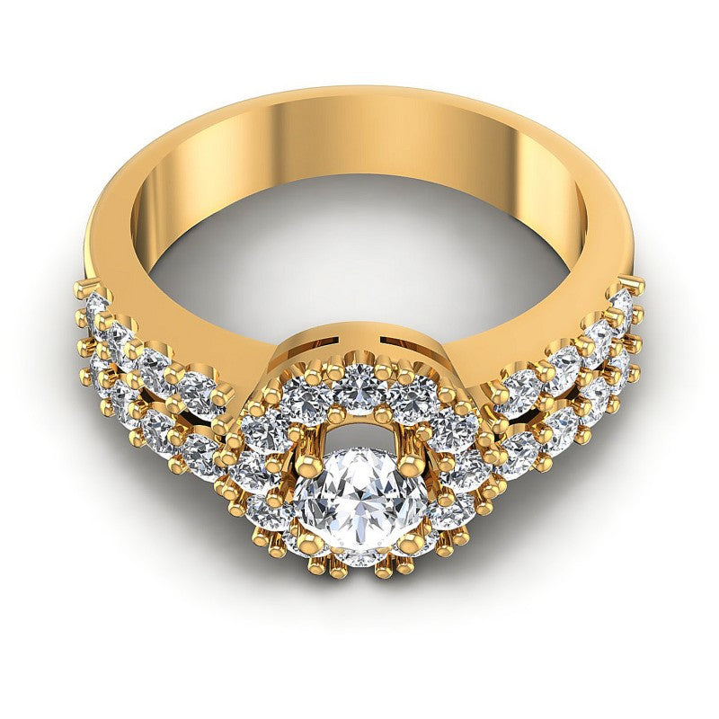 Round Diamonds 1.20CT Halo Ring in 14KT Yellow Gold