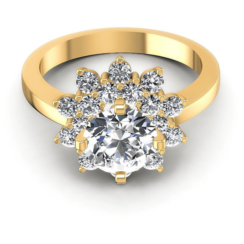Round Cut Diamonds Halo Ring in 14KT Yellow Gold