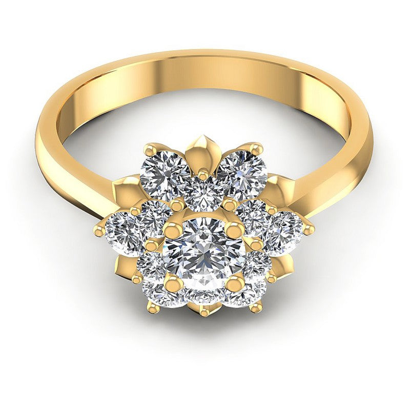Round Cut Diamonds Halo Ring in 14KT Yellow Gold