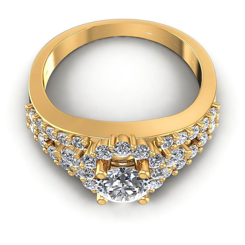 Round Diamonds 1.35CT Halo Ring in 14KT Yellow Gold
