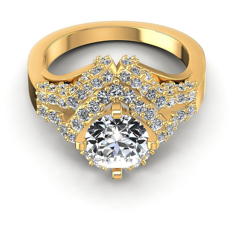 Round Cut Diamonds Halo Ring in 14KT Yellow Gold