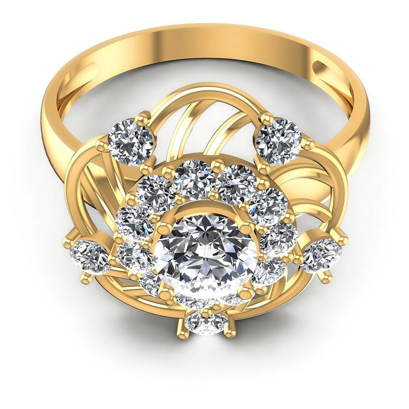 Round Cut Diamonds Halo Ring in 14KT Yellow Gold