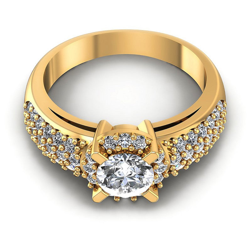 Round Diamonds 1.00CT Halo Ring in 14KT Yellow Gold
