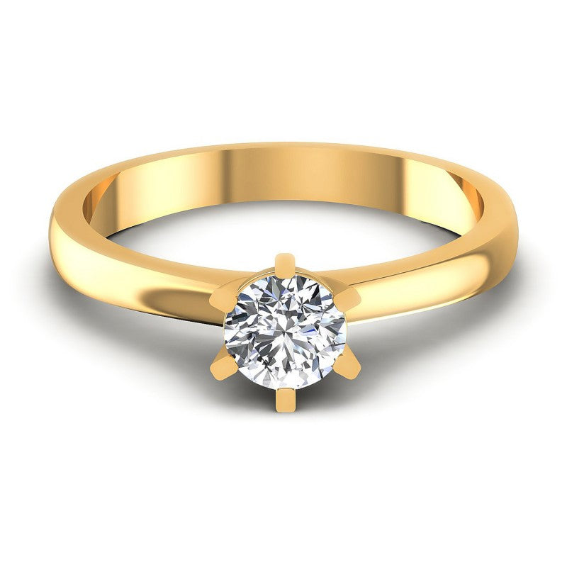 Round Diamonds 0.35CT Solitaire Ring in 14KT Yellow Gold
