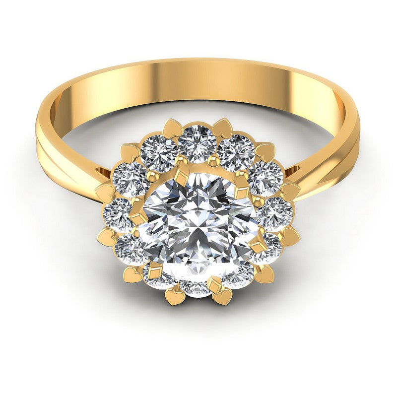 Round Cut Diamonds Halo Ring in 14KT Yellow Gold