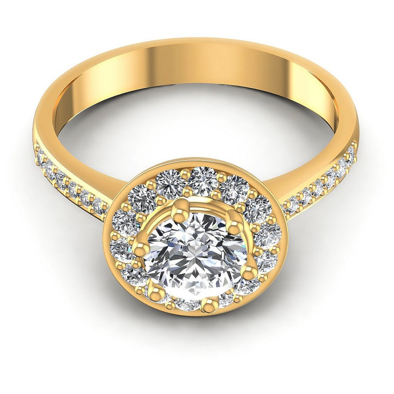Round Diamonds 0.75CT Halo Ring in 14KT Yellow Gold