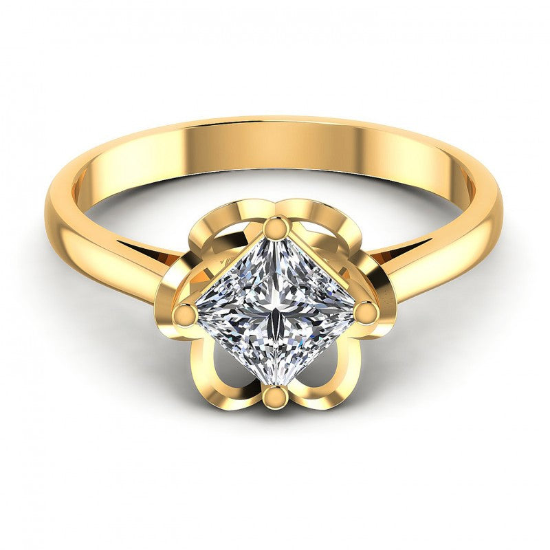 Round Cut Diamonds Solitaire Ring in 14KT Yellow Gold