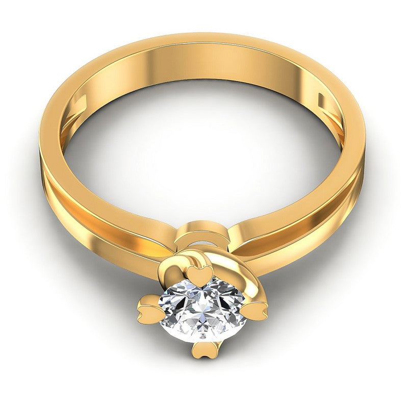 Round Cut Diamonds Solitaire Ring in 14KT Yellow Gold