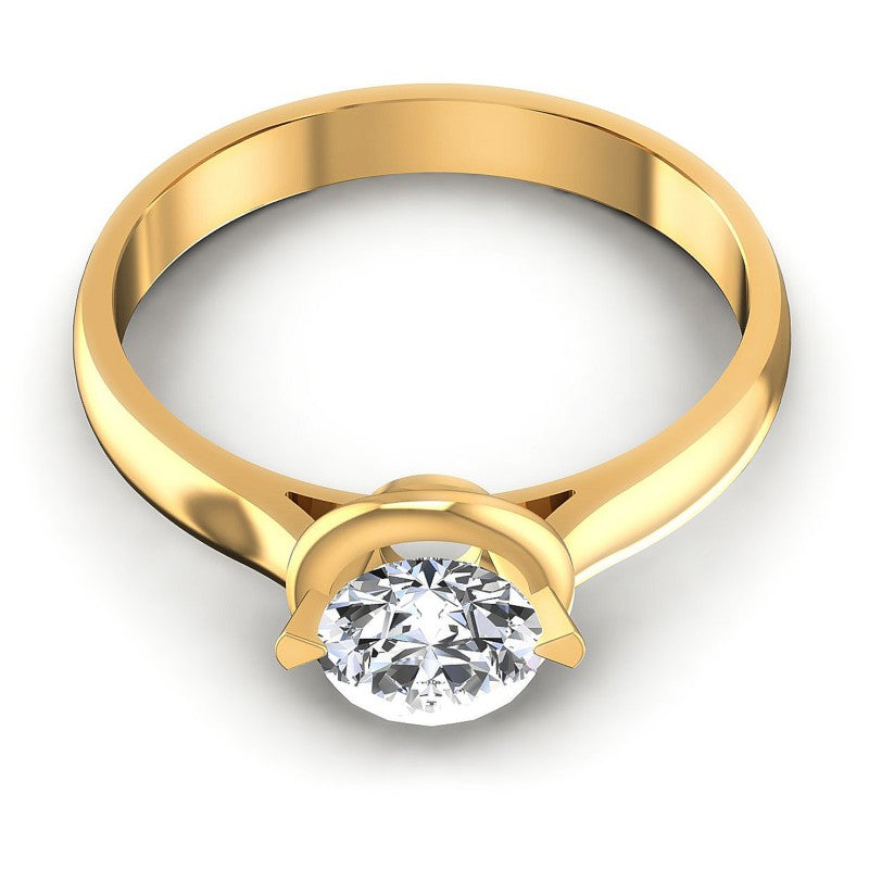 Round Cut Diamonds Solitaire Ring in 14KT Yellow Gold