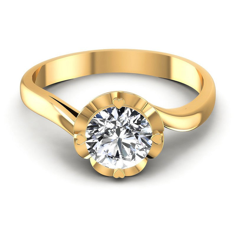 Round Diamonds 0.35CT Solitaire Ring in 14KT Yellow Gold