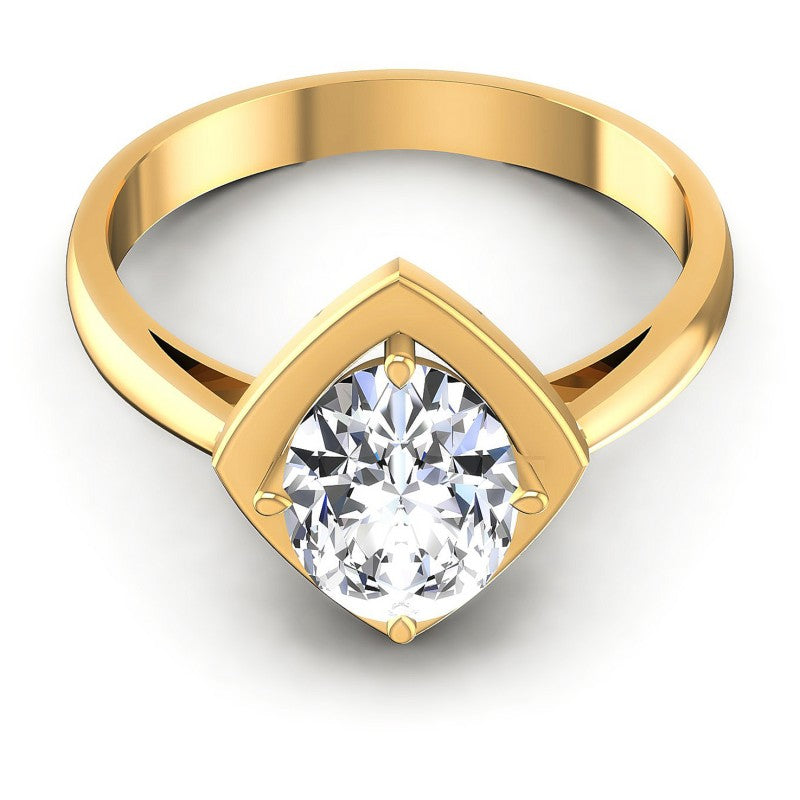 Oval Cut Diamonds Solitaire Ring in 14KT Yellow Gold