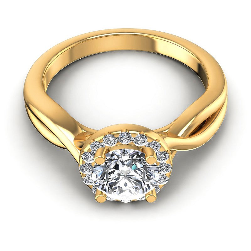 Round Diamonds 0.55CT Halo Ring in 14KT Yellow Gold