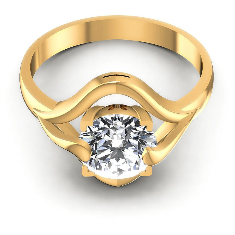 Round Cut Diamonds Solitaire Ring in 14KT Yellow Gold