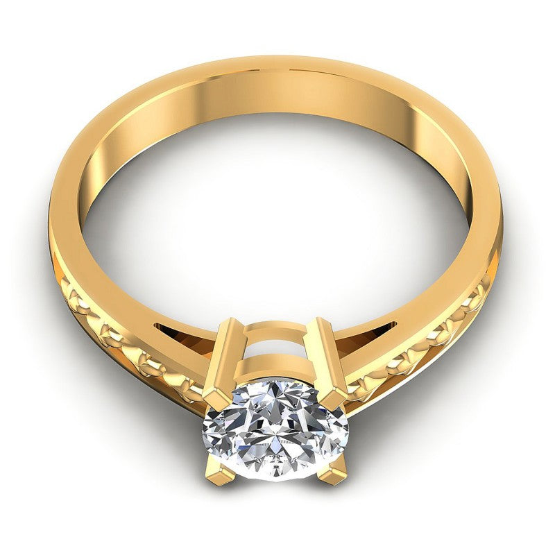 Round Cut Diamonds Solitaire Ring in 14KT Yellow Gold