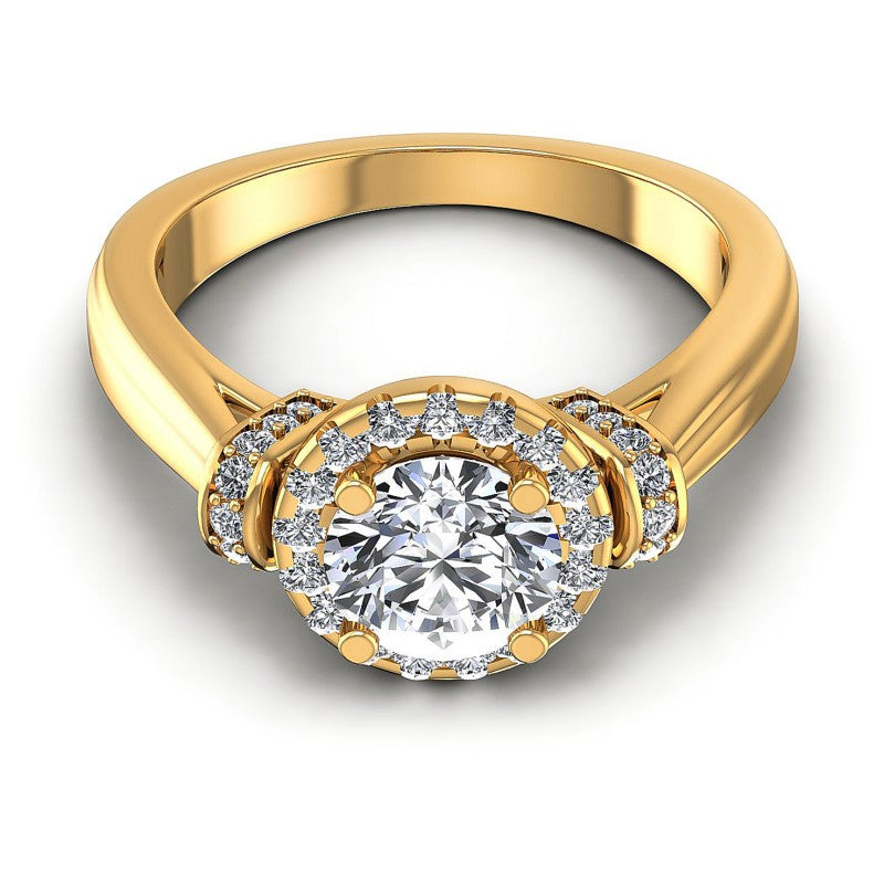 Round Diamonds 0.70CT Halo Ring in 14KT Yellow Gold