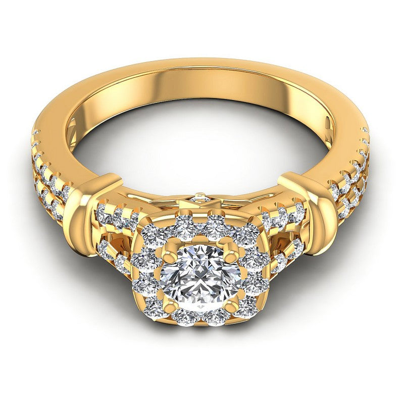 Round Diamonds 1.20CT Halo Ring in 14KT Yellow Gold