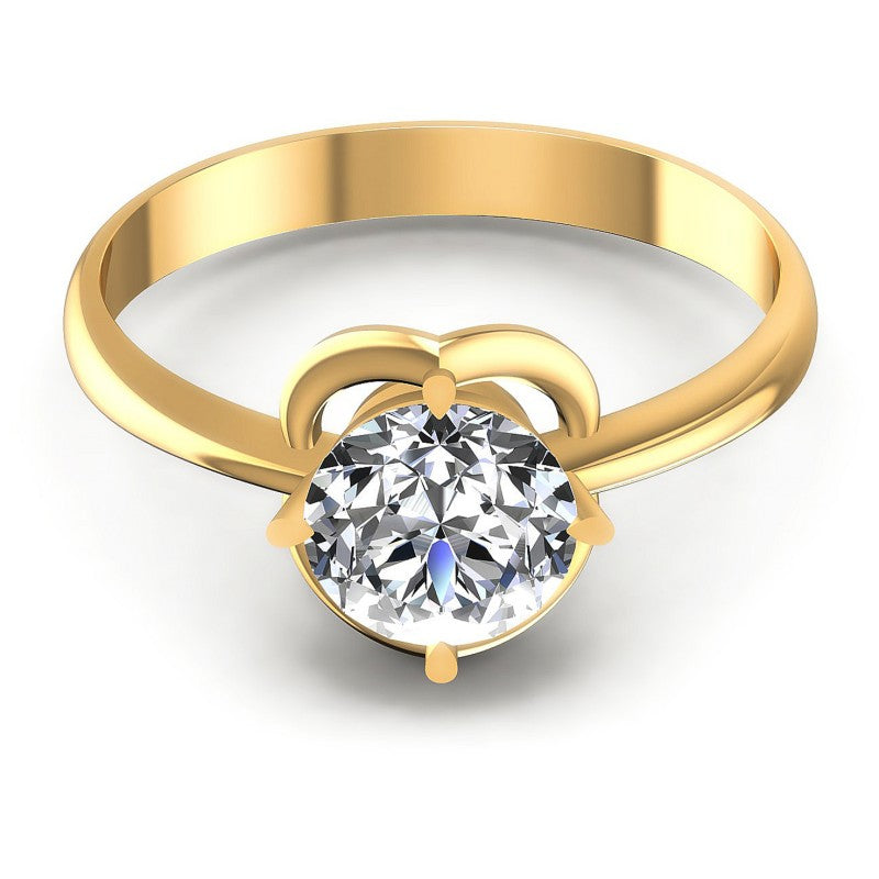 Round Cut Diamonds Solitaire Ring in 14KT Yellow Gold