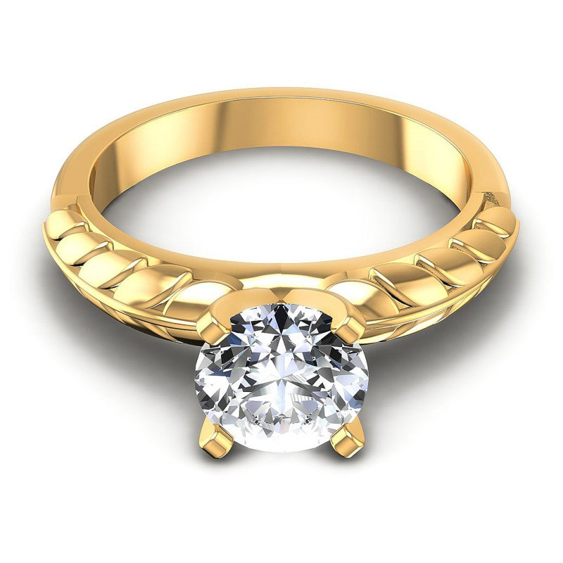 Round Cut Diamonds Solitaire Ring in 14KT Yellow Gold