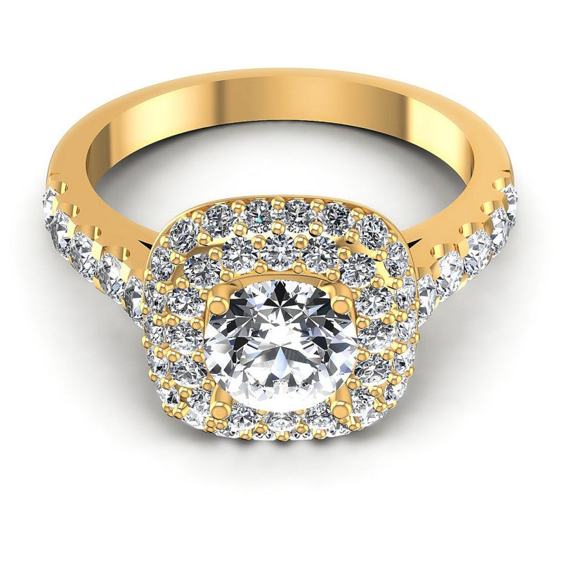 Round Diamonds 1.20CT Halo Ring in 14KT Yellow Gold