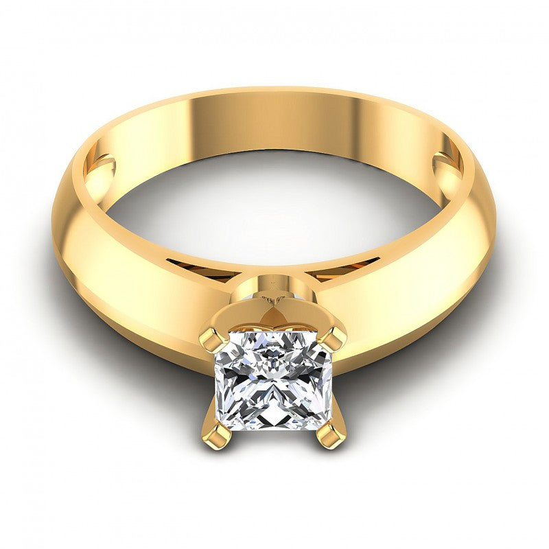 Round Cut Diamonds Solitaire Ring in 14KT Yellow Gold