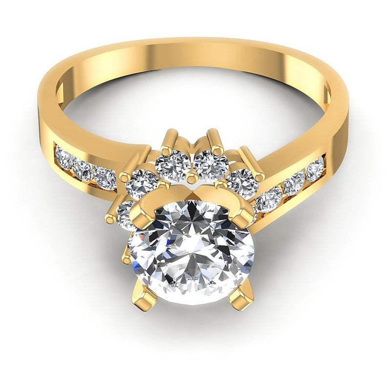 Round Cut Diamonds Engagement Ring in 14KT Yellow Gold