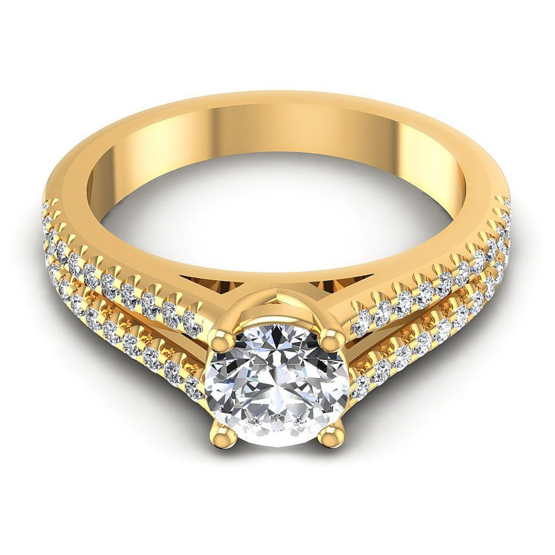Round Cut Diamonds Engagement Ring in 14KT Yellow Gold